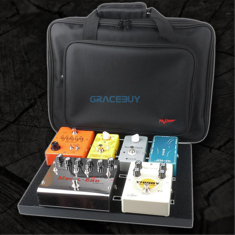 Black Aluminum Pedalboard Diy Guitar & Bass Pedal Board With Magic Tape Cable Cord Straps