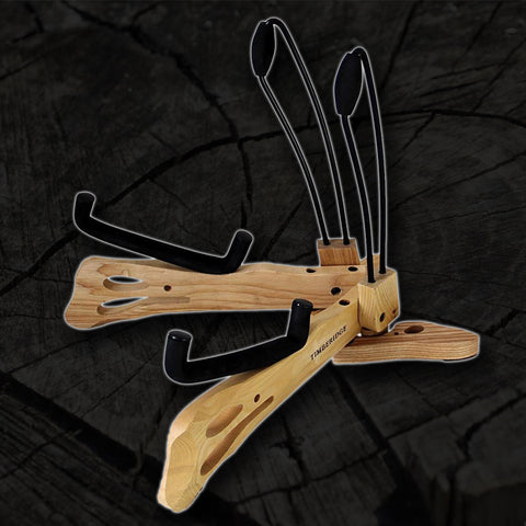 Handmade Electric Guitar & Bass Wood Stand with Folk Guitar Support (Can be folded)