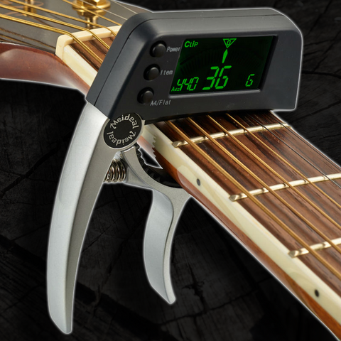 Quick Change Guitar Capo With Chromatic Tuner for Acoustic, Electric & Bass