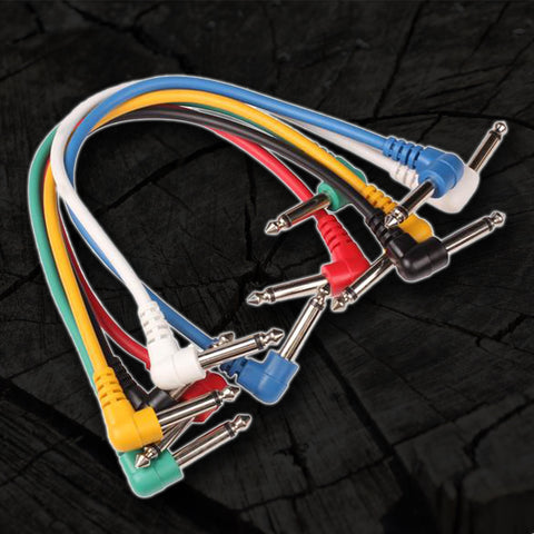Set of 6pcs Colorful Guitar Patch Cables Angled for Guitar Effect Pedals