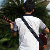 Adjustable Guitar Belt Woven Cotton Guitar Strap with Leather Ends for Electric Acoustic Folk Guitar Comfortable